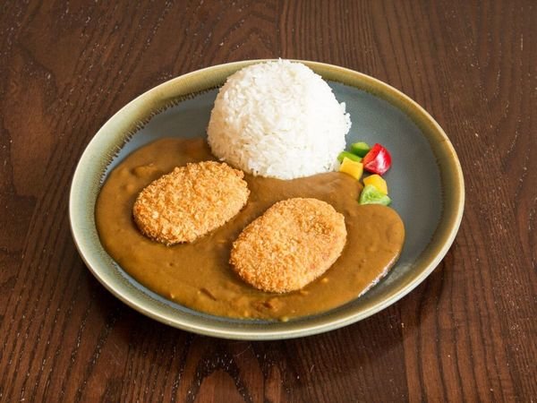 Pumpkin Crouquettes Katsu Curry Sauce with Rice (V)